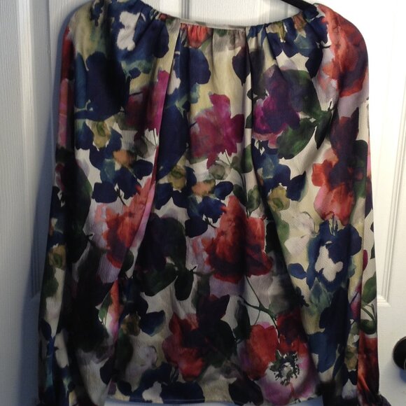 VTG Go by Go Silk "S" Floral, Long sleeve Silk Blouse, Vivid Colors, Quiet Lux - Picture 2 of 4